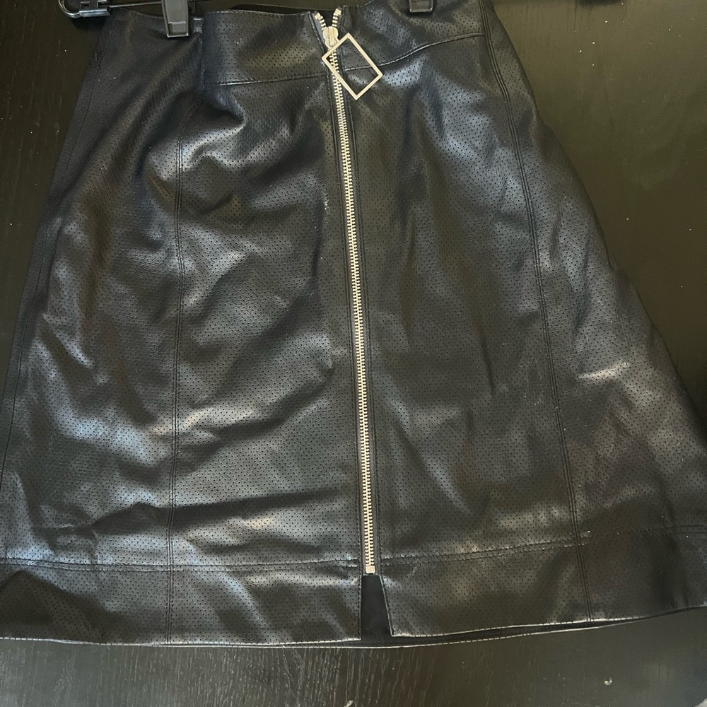 Boss Black Leather Skirt with zipper